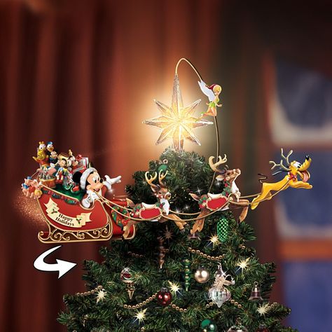 Disney's Timeless Holiday Treasures Illuminated Rotating Tree Topper by The Bradford Exchange: Amazon.ca: Home & Kitchen Disney Christmas Tree Topper, Disney Tree Topper, Disney Tree, Christmas Tree Toppers Unique, Rotating Christmas Tree, Mickey Mouse Christmas Tree, Christmas Tree Toppers Lighted, Disney Christmas Decorations, Christmas Tree Star Topper