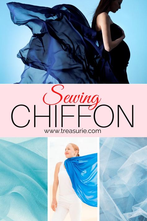 Sewing Chiffon - How to Sew Chiffon In 3 Easy Steps |TREASURIE Sewing Chiffon Dress, Sewing With Chiffon, How To Hem A Chiffon Dress, Sewing Chiffon Fabric, Chiffon Sewing Projects, Chiffon Dress Pattern Sewing, How To Sew Chiffon Fabric, Diy Chiffon Dress, Learn Tailoring