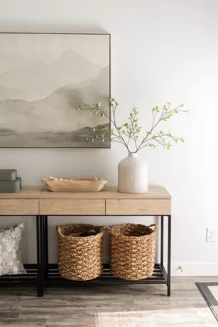 Spring console table or entryway decor! #LTKunder50 #LTKhome #LTKSeasonal Console Table Decorating No Mirror, Entryway Table Decor No Mirror, Above Console Table Wall Decor, Console Table Wall Decor, Console Table Decorating Under Tv, Console Table Vintage, Entrance Tables, Console Table Decor, Spring Living Room Decor