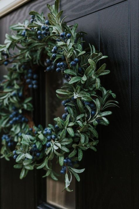 Blueberry Decor, Indoor Wreaths, Blueberry Wreath, Blue Christmas Wreath, Mistletoe Wreath, Simple Wreath, Indoor Wreath, Christmas Props, Advent Candles