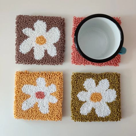 One of the very first punch needle crafts I made was coasters! Which set is your favourite? #punchneedleart #punchneedle #punchneedleembroidery #embroidery #coasterart #homedecor #decorideas #decor #instagram #productphotography #etsyuk #etsyshop #etsyfinds Punch Needle Crafts, Punch Crochet, Shopify Balance, Punch Needle Patterns Free Printable, Punch Needle Ideas, Punch Needle Designs, Punch Needle Projects, Punch Needle Coasters, Punch Needle Coaster