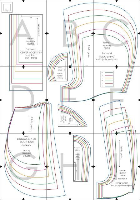 lemon squeezy home: Faux Fur Hood Tutorial + Free Pattern in 6 Sizes! Hood Pattern Sewing, Hood Tutorial, Joululahjat Diy, Pola Jaket, Pola Topi, Hantverk Diy, Sewing Hats, Hood Pattern, Bonnet Pattern