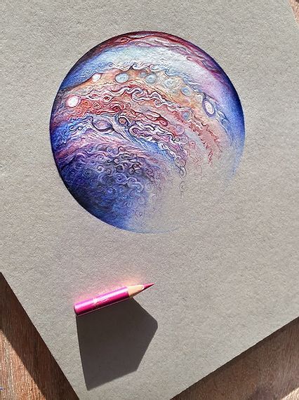 Jupiter Drawing, Jupiter Planet, Colored Pencil Art Projects, Planet Painting, Planet Colors, Planet Drawing, Architectural Designer, Colored Pencil Artwork, Crayon Art