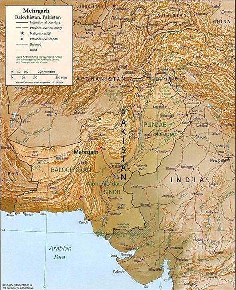 Map of Ancient Mehrgarh west of the Indus River Valley, in Balochistan, Pakistan. Mehrgarh predates the Indus Valley Civilization and may have influenced it. The earliest site is in the N.E. corner, a Neolithic and aceramic small farming and herding village made by semi-nomadic people dated to between 7000 BCE to 5500 BCE. For the first time a continuous sequence of dwelling-sites has been established from 7000 BCE to 500 BCE. Harappan Civilization, Indus Civilization, Bronze Age Civilization, Indus River, Historical India, Mohenjo Daro, History Of Pakistan, Maps Of The World, Indus Valley Civilization