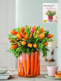 Carrots and Flower Arrangements, Creative Alternatives to Traditional Bouquets Gubahan Bunga, Tafel Decor, Spring Centerpiece, Diy Ostern, Easter Flowers, Easter Centerpieces, Spring Easter Decor, Deco Floral, Easter Brunch