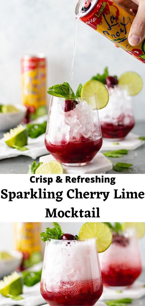 Juice Concentrate Recipes, Refreshing Mocktail, Diy Kombucha, Mocktail Drinks, Lime Drinks, Tart Cherry Juice, Alcohol Free Drinks, Drink Recipes Nonalcoholic, Non Alcoholic Cocktails