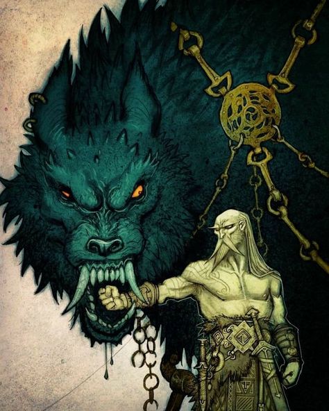 Happy Tuesday!!! (Glædelig Tirsdag!!!) I believe this is the work of the great Swedish illustrator, Johan Egerkrans. Tyr And Fenrir, Johan Egerkrans, Norse Myth, Norse Tattoo, Norse Pagan, Heroic Fantasy, Pagan Art, Norse Vikings, Mythology Art