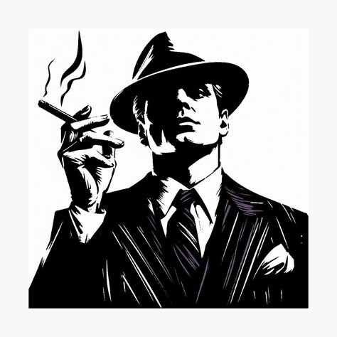 Get my art printed on awesome products. Support me at Redbubble #RBandME: https://www.redbubble.com/i/photographic-print/Noir-Big-Gang-Boss-Vintage-Retro-by-RESToRAPTOR/157542717.6Q0TX?asc=u Mafia Illustration, Shading Guide, Mafia Art, Vampire The Requiem, Noir City, Gangster Style, Horror Cartoon, Gangs Of New York, The Big Boss