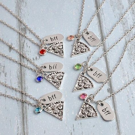 Pizza Necklace, Slice Pizza, Forever Necklace, Best Friend Forever, Friendship Necklace, Bff Necklaces, Best Friend Necklaces, Friendship Necklaces, Food Jewelry