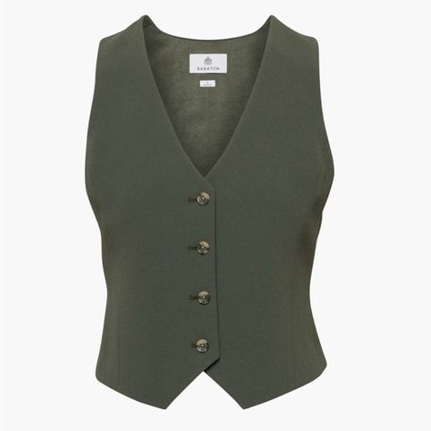 Slytherin Fashion, Olive Green Vest, Trench Vest, Double Breasted Vest, Suede Vest, Green Vest, Long Vests, Denim Jumpsuit, Crepe Fabric