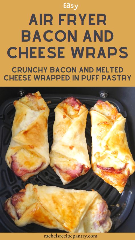 Bacon And Cheese Turnover, Puff Pastry Bacon, Cheese And Bacon Rolls, Cheese Wraps, Air Fryer Bacon, Air Fryer Recipes Breakfast, New Air Fryer Recipes, Air Fryer Recipes Snacks, Cheese All