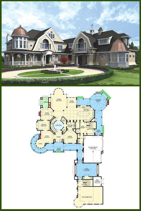 Hampton Style Home, Office Floor Plan, Cape Cod Style House, Hampton Style, Mansion Floor Plan, Cape Cod Style, Garage Floor Plans, 4 Bedroom House Plans, Double Garage