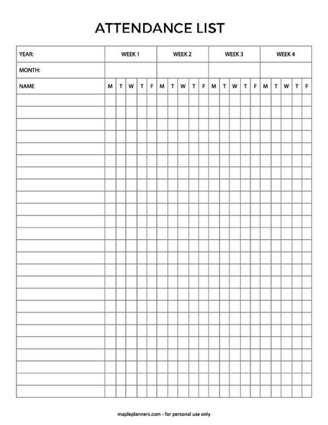 Attendance List Template Student List Template, Teacher Attendance Sheet, Weekly Attendance Sheet Template, Attendance Sheet Template Free Printable, Attendance Chart Printable, Teacher Checklist Template, Class Attendance Sheet, Class List Template, Attendance Sheet In Excel