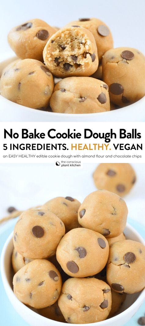 Edible Cookie Dough Bites, Cookie Dough Vegan, Cookie Healthy, Conscious Plant Kitchen, No Bake Cookie, Edible Cookie Dough Recipe, No Bake Cookie Dough, Healthy Cookie Dough, Healthy Snacks To Buy