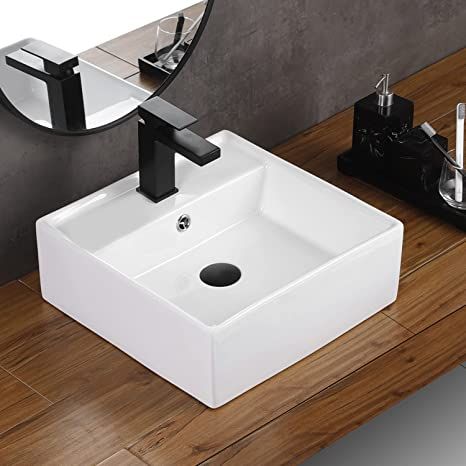 White Ceramic Bathroom, Square Bathroom Sink, Counter Bathroom, Bathroom Vanity Sink, Pedestal Bathroom Sink, Ceramic Bathroom Sink, Washbasin Design, Toilet Sink, Wooden Vanity