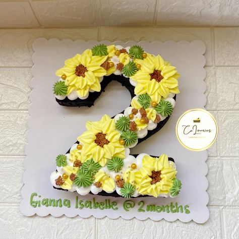 Sunflower Number Cake, Sunflower Theme Cake, Number 1 Cake, Sunflower Theme, 1 Cake, Number Cake, Number Cakes, Theme Cake, Themed Cakes