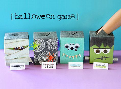 halloween game from lisa storms,  Monster Eyeballs, peeled grapes.  Ears of Frankenstein, dried apricots.  Tarantula Legs, pipe cleaners  Mummy Toes, baby carrots wrapped in gauze  LOVE IT! Fun Halloween Games, Halloween Class Party, School Halloween Party, Hallowen Ideas, Halloween Classroom, Anniversaire Harry Potter, Halloween Games For Kids, Manualidades Halloween, Halloween Tags