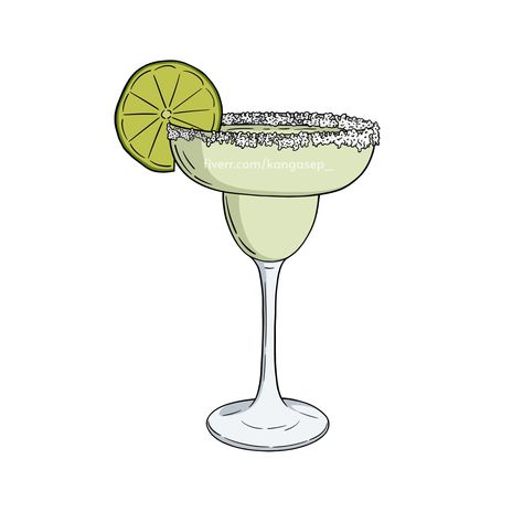 How To Draw A Margarita Drink, Margarita Illustration Cocktail, Margarita Painting Easy, Margarita Clip Art, Margarita Cocktail Tattoo, Cartoon Margarita, Margarita Doodle, Margarita Glass Drawing, Cocktail Drawing Simple