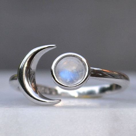 Moonstone Ring, Rainbow Moonstone, Boho Jewelry, Silver Boho Ring, Handmade Ring, Birthday Gift, Statement Ring, Bohemian Ring, Crescent Moon Ring, Lunar Jewelry, Celestial Jewelry Celestial Rings, Moon Goddess Jewelry, Lunar Jewelry, Moonstone Rings, Ring Moon, Wanderlust Jewelry, Crescent Moon Ring, Celestial Ring, Raw Gemstone Jewelry