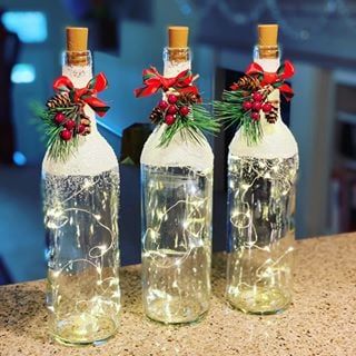 Diy Christmas Decorations Wine Bottles, Decorating Bottles For Christmas, Christmas Decor Ideas With Wine Bottles, Christmas Glass Bottles Diy Projects, Christmas Craft With Wine Bottles, Diy Xmas Wine Bottle Decor, Christmas Decor Wine Bottles, Wine Bottle Cricut Projects, Wine Bottle Crafts Diy Easy Christmas Decorations