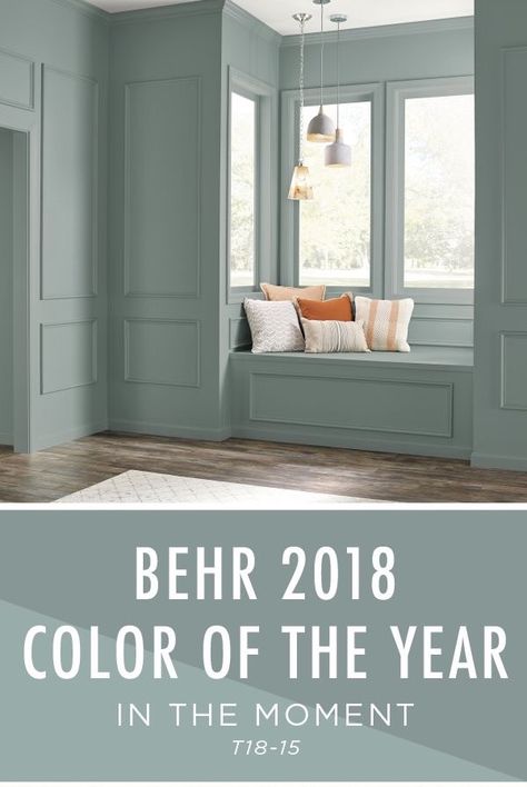 BEHR color "In The Moment" #T18-15 In The Moment Behr, Room Paint Colors Bedroom, Mint Green Walls, Behr Colors, Blue Green Paints, Behr Paint Colors, Kitchen Wall Colors, Furniture Rehab, Christmas 2017