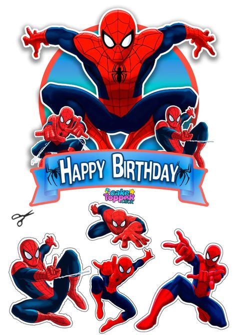 Spiderman Birthday Topper Printable, Spiderman Toppers Printable Free, Spider Man Topper Free Printable, Spider Topper Printable, Printable Toppers For Cake, Spiderman Birthday Topper, Spider Cake Topper Printable, Spiderman Cake Topper Printable Free, Spiderman Birthday Theme Ideas