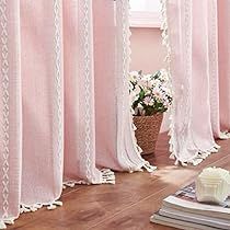 Curtains For Girls Bedroom, Pink Bedspread, Girls Room Curtains, Girls Bedroom Curtains, Pom Pom Curtains, Cute Curtains, Bohemian Curtains, Pink Curtains, Nursery Curtains