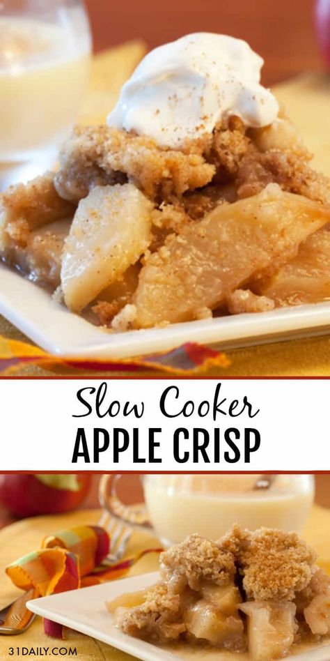 This ultra-simple Slow Cooker Apple Crisp is bursting with juicy apples, warm with cinnamon spice and virtually cooks itself. It's an autumn must cook. Slow Cooker Apple Crisp, Crockpot Apple Crisp, Crisp Recipes, Slow Cooker Apple, Crockpot Dessert Recipes, Dessert Oreo, Apple Crisp Recipe, Slow Cooker Apples, Crock Pot Desserts