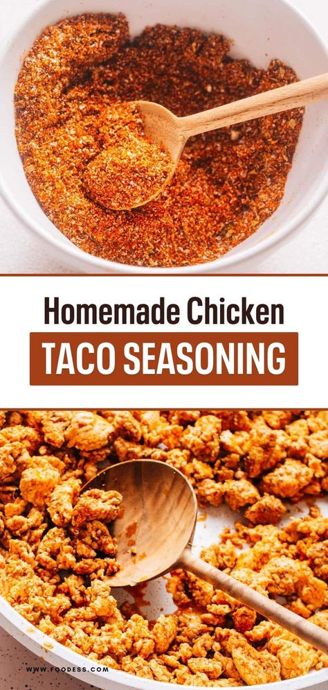 Spice up your chicken tacos with the tastiest homemade Chicken Taco Seasoning! This Mexican spice blend is the perfect way to add incredible flavor to your chicken, whether it's for tacos or other dishes like grilled chicken, beef, nachos, taco salads, chicken fajitas, and more. With this simple and easy recipe, you'll never go back to store-bought taco seasoning packets again. Customize the level of heat and adjust the spices to your liking. Find the full recipe + video tutorial on my blog. Mexican Spice Blend, Mexican Spice, Spicy Fish Tacos, Mild Taco Seasoning, Slow Cooker Shredded Chicken, Homemade Taco Seasoning Recipe, Chicken Taco Seasoning, Creamy Avocado Sauce, Taco Seasoning Recipe