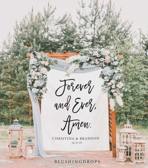 Wedding Anniversary Backdrop, Anniversary Backdrop, Forever And Ever Amen, Spring Wedding Outfit, 50th Anniversary Decorations, Renewal Wedding, Vow Renewal Ceremony, Rustic Wedding Decorations, Wedding Vows Renewal