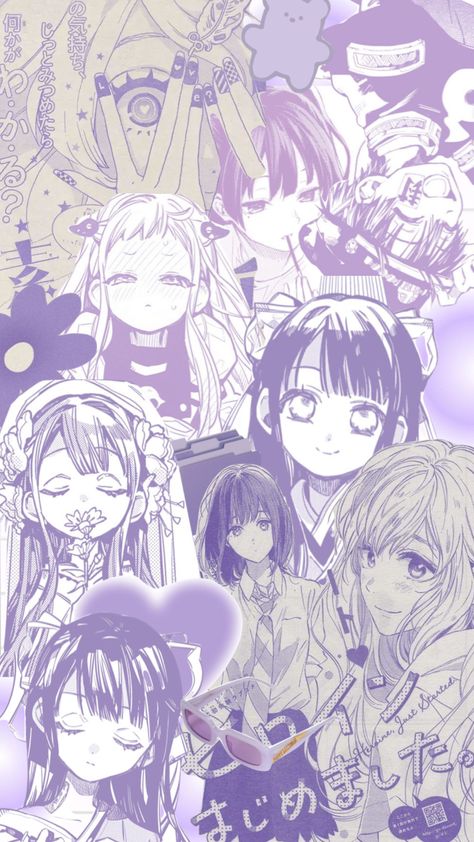 Purple And White Wallpaper Aesthetic, Manga Collage Wallpaper Aesthetic, Pastel Violet Aesthetic Wallpaper Iphone, Aesthetic Anime Purple Wallpaper, Pastel Purple Aesthetic Wallpaper Anime, Purple Shuffle Wallpaper, Purple White Aesthetic Wallpaper, White Purple Aesthetic Wallpaper, Lavender Anime Wallpaper