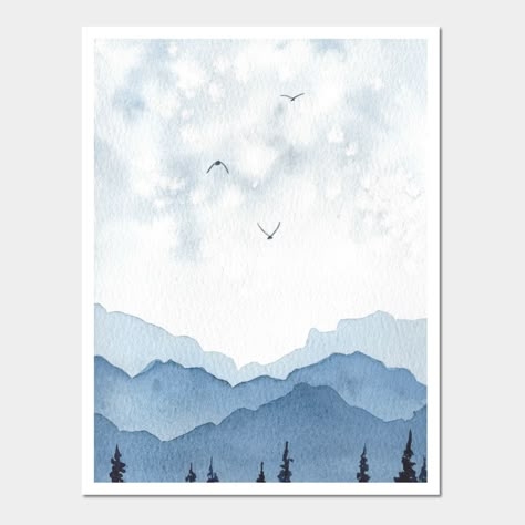 Watercolor mountains -- Choose from our vast selection of art prints and posters to match with your desired size to make the perfect print or poster. Pick your favorite: Movies, TV Shows, Art, and so much more! Available in mini, small, medium, large, and extra-large depending on the design. For men, women, and children. Perfect for decoration. Masculine Watercolor Paintings, Simple Mountain Watercolor, Watercolor Painting Cards, Easy Watercolor Mountains, Watercolor Cards For Men, Masculine Watercolor, Mini Watercolor Paintings, Snowflake Watercolor, Art Deco Watercolor