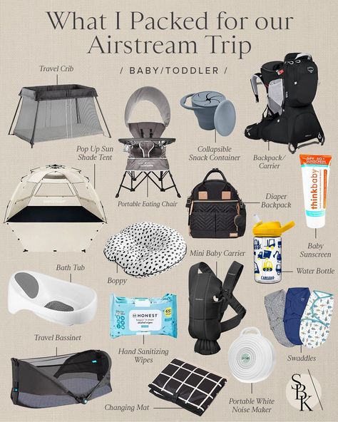 I'm sharing my favorite travel essentials for RV life with babies and toddlers. I'm linking accessories that make camping life easier with kids from backpacks, carries, pack and plays and more. These items will make the trip smooth, easy and enjoyable while camping. for your next trip or vacation. | SBK Living Camping With A Newborn, Toddler Camping Essentials, Camping Essentials For Kids, Baby Camping Essentials, Road Trip With Baby, Travel Tips With Kids, Camping With Baby, Toddler Travel Essentials, Baby Camping Gear