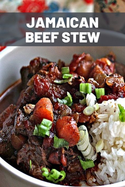 Beef Stew With Rice, Jerk Beef, Jamaican Beef Stew, Stew With Rice, Stew Crockpot, Crockpot Recipes Beef Stew, Jamaican Cuisine, Jamaican Dishes, Stew Meat Recipes