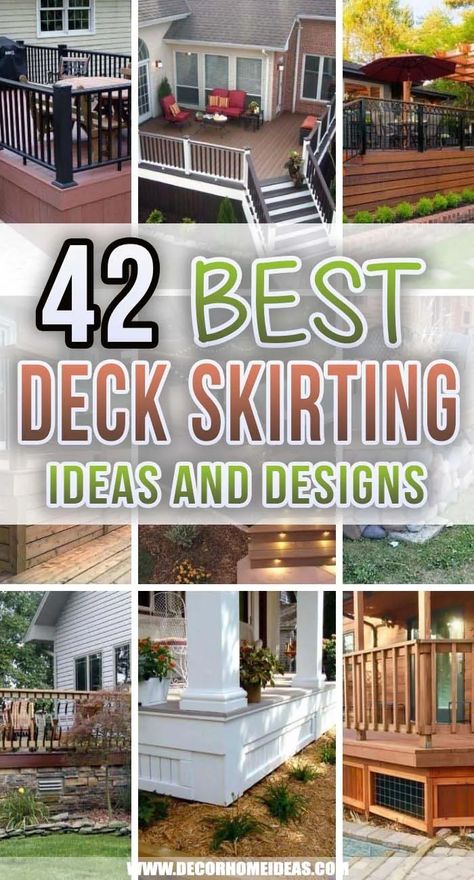 Deck Skirting Ideas, Lattice Deck, Mobile Home Deck, Skirting Ideas, House Skirting, Deck Landscaping, Deck Skirting, Stone Deck, Decking Ideas