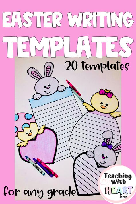 These open-ended Easter themed writing templates are exactly what you need for your writing activities in March, April and Easter time! These craftivities are perfect for procedural writing, independent writing, writers workshop, literacy centers, and writing lessons. Make Easter flipbooks as well. Use to make an Easter bulletin board display too! 20 templates- mix and match to make what you need for your class! Templates include bunnies, chicks, hearts, Easter eggs, lined and blank templates! Easter Bulletin Board, Easter Bulletin Boards, Easter Writing, Procedural Writing, Blank Templates, Writers Workshop, Board Display, Elementary Activities, Writing Templates