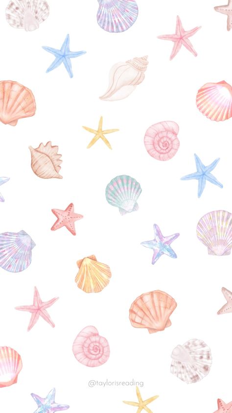 Summer Wallpaper, Shells, Pastel, White