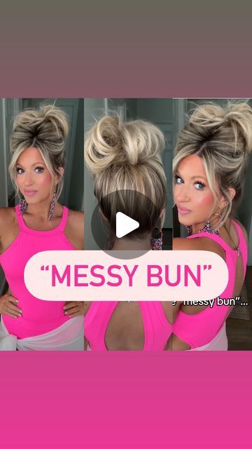 Rachel Bowling on Instagram: "Easy “messy bun”…

I know this seems simple but I’ve had requests for it! A few tips: Try and keep the part in place, it just gives a different feel/look. Start pulling the hair from the bottom to the top. It’s doesn’t have to be perfect. Use some pins in the back and push the hair up!" Stylish Messy Bun, Easy Messy Hair Bun, Messy Upstyles For Medium Hair, Medium Length Hair Messy Bun Tutorial, Big Hair Updo Messy, Easy Top Buns For Medium Hair, Cute Hair Buns Messy, Messy Top Knot Tutorial, Messy Bun Video Tutorial