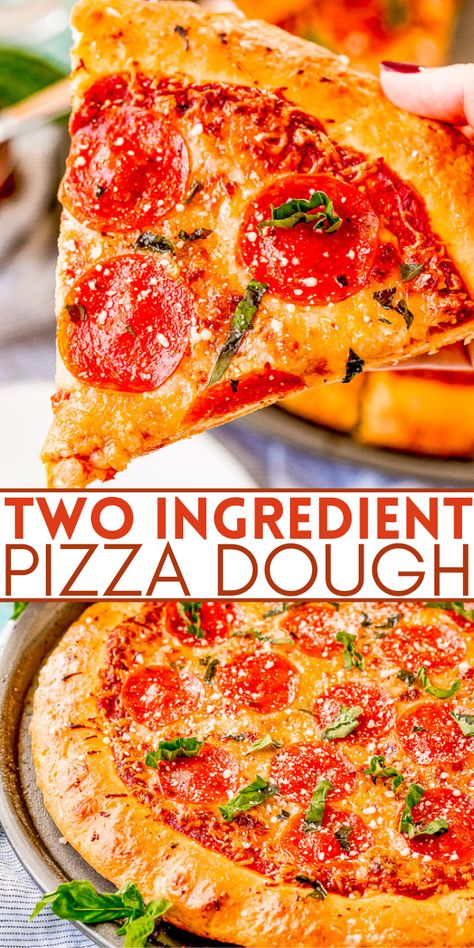 2 Ingredient Pizza, 2 Ingredient Pizza Dough, No Yeast Pizza Dough, Homemade Pizza Dough Easy, Making Pizza Dough, Mediterranean Foods, Pizza Dough Recipe Easy, Best Pizza Dough, Best Homemade Pizza