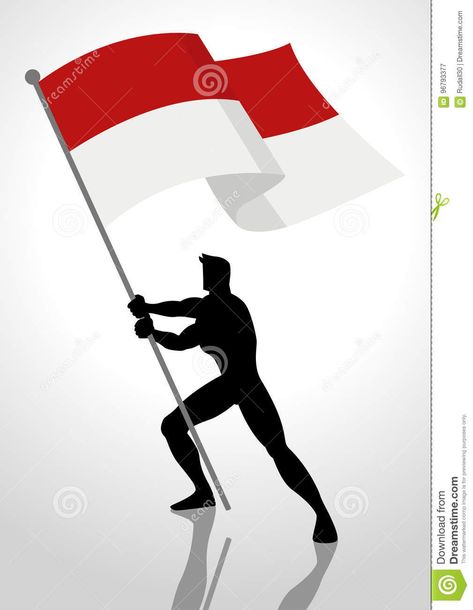 Holding Flag Pose Drawing, Monaco Flag, Flag Bearer, Silhouette Illustration, Concept Illustration, Scenery Nature, Red Flag, Beautiful Scenery Nature, The Flag