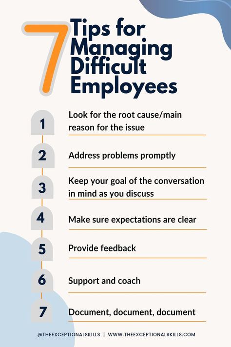 Want help managing difficult employees? 

Working with challenging employees can be tough as a leader, but it’s something you must be able to do well. 

Here are some tips to help you do it better (and check out the full article for a complete guide).  
.
.
#employees #training #leadershipcoaching #leadershipdevelopment #career #tips #leadershiptips #managers #leaders #businessleaders #leadership #EmployeeManagement #leadershipgrowth #management Difficult Employees Managing, Team Leader Tips, Supervisor Tips First Time, New Manager Tips, Management Tips Leadership, Leadership Types, Leadership Training Activities, Leadership Development Activities, Difficult Employees