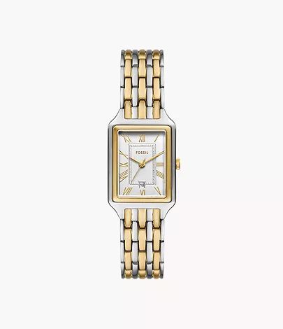 Raquel Three-Hand Date Two-Tone Stainless Steel Watch - ES5368 Fossil Raquel Watch, Two Toned Jewelry, Mixed Metal Watch, Women’s Watch, Silver Womens Watch, Silver And Gold Watch, Gold And Silver Watch, Fossil Watches Women, Toned Women