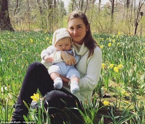 Special moment: Lauren Bush Lauren posed with her son James in a field of daffodils to com... Field Of Daffodils, Barbara Pierce Bush, Lauren Bush Lauren, Lauren Bush, Barbara Bush, Ralph Lauren Style, Egg Roll, Baby Bunnies, Easter Day