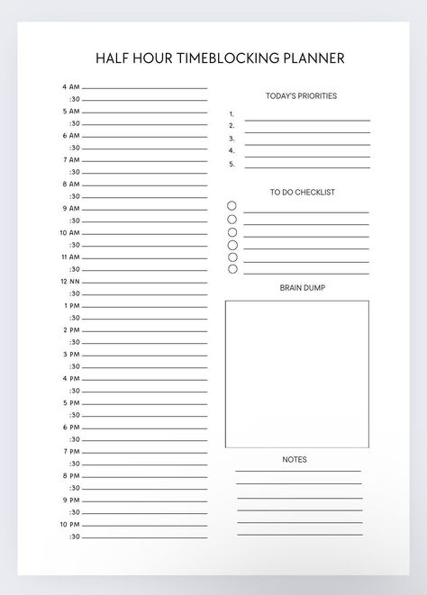 Time Blocking Schedule Template, Timeblocking Schedule, Time Planner Template, Hourly Schedule Printable, Productive Schedule, Daily Routine Schedule Template, Day Schedule Template, Time Blocking Template, Time Blocking Printable