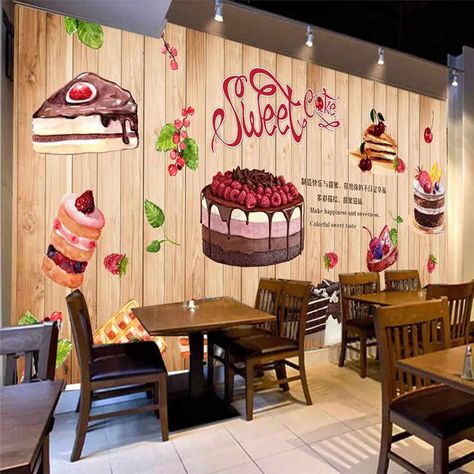 Simple Art Bakery Pizza Cupcake Patten Wall Paper Mural Rolls Size for Wall 3d Wallpaper Livingroom Restaurant Coffee Cake Shop|paper mural|wall paper muralwall paper - AliExpress Bakery Backdrop, Pizza Cupcake, Bakery Pizza, Bakery Background, Cake Shop Design, Bakery Shop Interior, Wooden Wallpaper, Wallpaper Coffee, Mural Cafe