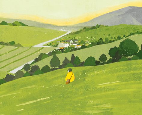 Adobe Illustrator Landscape, Landscape Book Cover, Hillside Illustration, Plain Illustration, Hills Illustration, Countryside Illustration, Path Illustration, Hill Illustration, Field Illustration