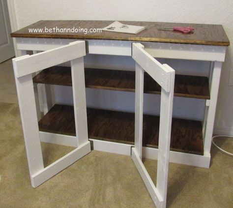 My Drop Leaf TABLE for my Office - Beth Ann Doing How To Make A Drop Leaf Table Easy Diy, Drop Leaf Table Diy, Office Art Room, Diy Slides, Diy Sewing Table, Drop Down Table, Remodel Diy, Diy Room Divider, Sewing Room Design