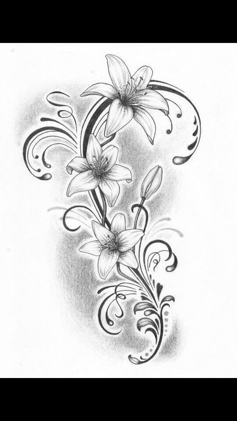 Arm Floral Tattoo, Tato Joker, Pin Tattoo, Lilly Tattoo, Drawing Of Flowers, Lillies Tattoo, 50 Tattoo, Lily Tattoo Design, Tattoo New