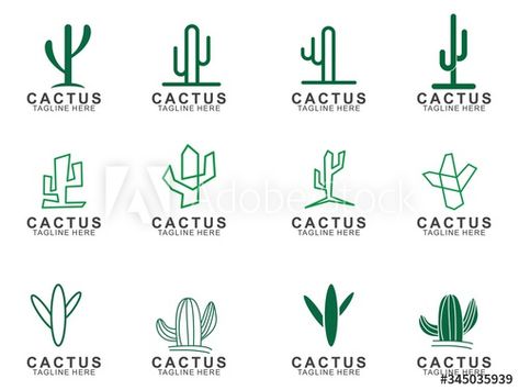 Cactus Typography, Cactus Logo Design Ideas, Cactus Icon, Mobil Bar, Cactus Logo, Marketing Logo Design, Cactus Vector, Cactus Tattoo, Icon Ideas