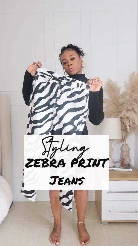 Zebra print will be huge this SS21 I wanted to show you a few ways to include zebra print trousers into your wardrobe 🦓 Zebra Print Shirt Outfit, Zebra Top Outfit, Zebra Print Jeans Outfit, Zebra Shirt Outfit, Zebra Print Tshirt Outfits, Zebra Jeans, Styling Videos, Kiana Lede, Outfit Videos